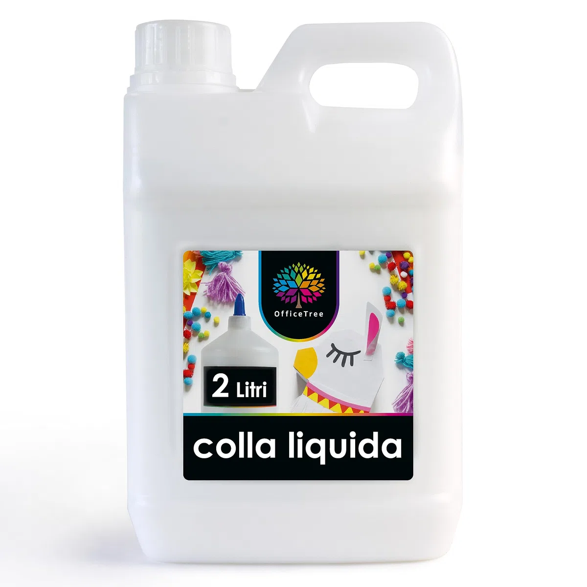 OfficeTree 2 litri di colla trasparente per fai da te – colla liquida senza solventi per bambini