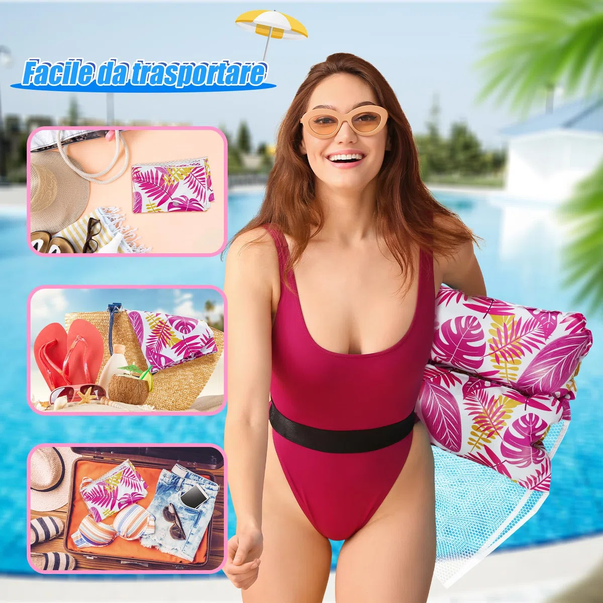WEARXI Materassino Mare XL, 2 pezzi Materassino Piscina 4 in 1, Materassino Gonfiabile Mare Piscina, Gonfiabili Piscina, Gonfiabili per Piscina, Amaca Galleggiante, Amaca Gonfiabile Mare