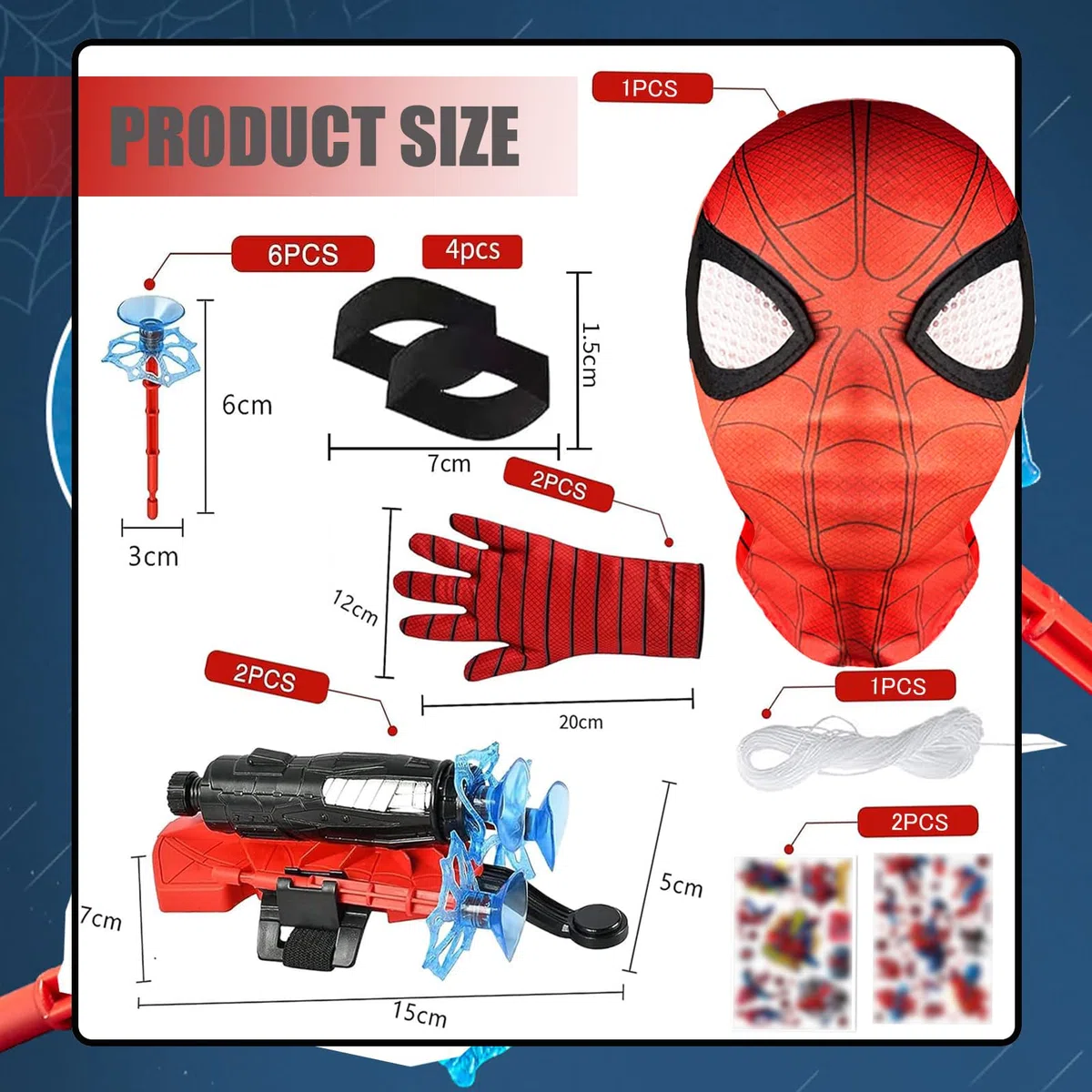 Set di 2 Guanti Spiderm Launcher Glove Spiderm Launcher Glove Guanto Spiderm per Bambini Guanto di Spiderm spara ragnatele Guanti Launcher per Giochi Spiderm Glove Launcher Set