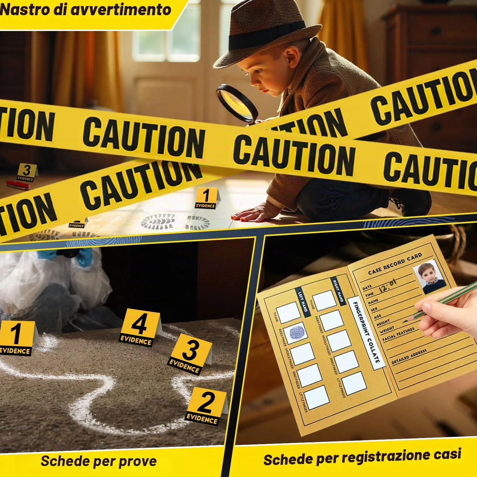 UNGLINGA Set di giocattoli da detective, esperimenti e impronte digitali, gioco di ruolo, occhiali da spionaggio, regalo di compleanno