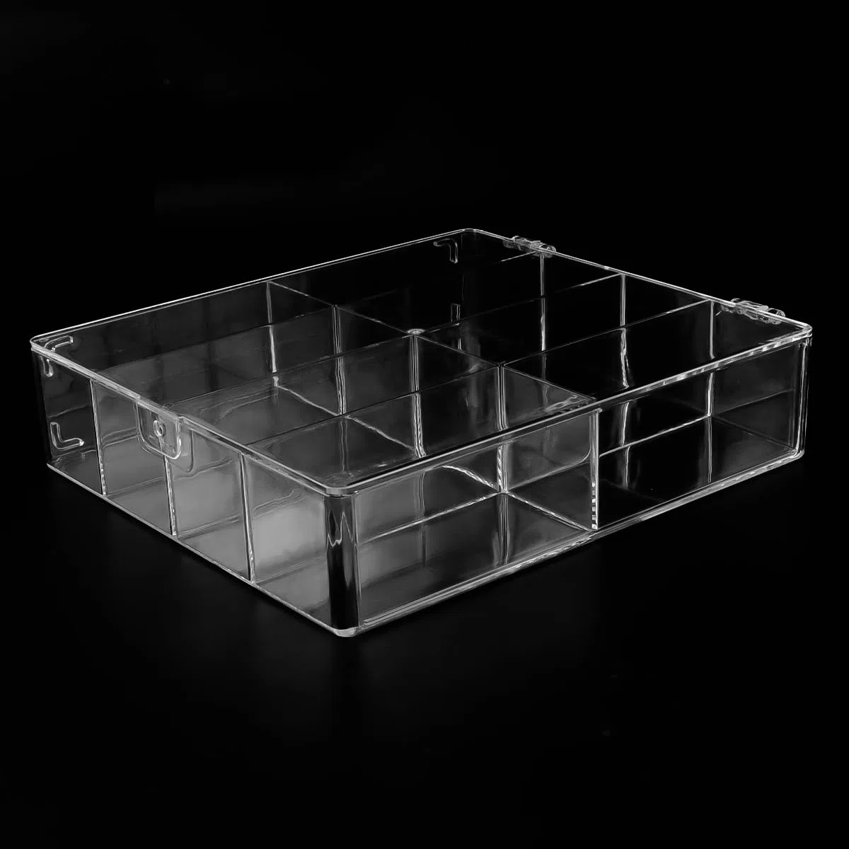 Vetrina in acrilico a 8 scomparti - Scatola trasparente per modellini di auto, gioielli e perline 20x17x4,5 cm