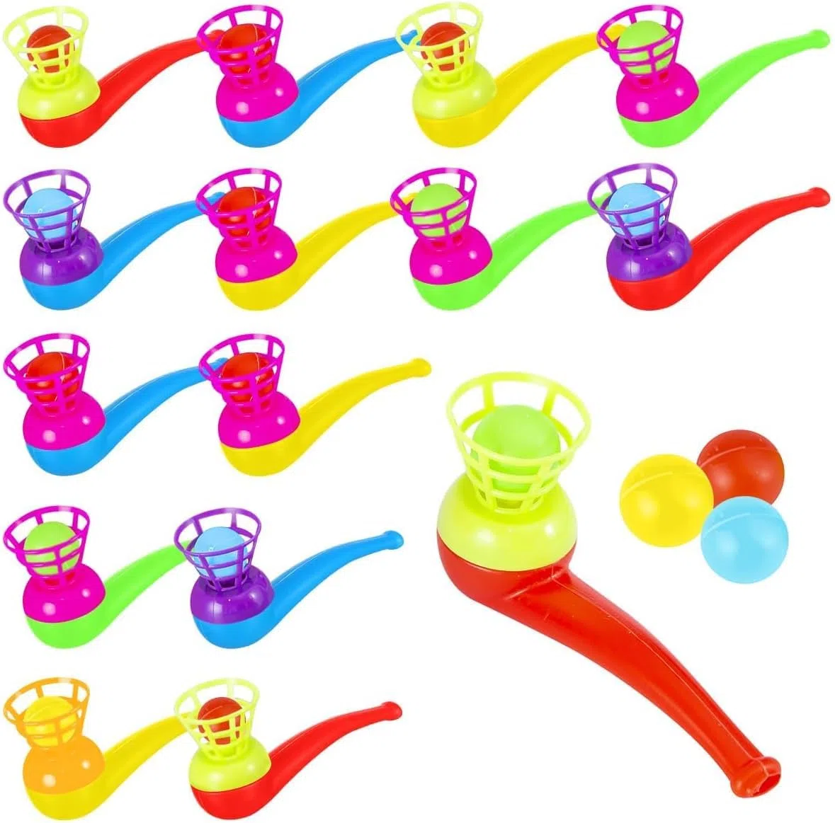 15 Pezzi Soffiaggio Palla Tubo Giocattolo, Palline Galleggianti per Pipe, Palline Che Soffia Giocattoli, Tubo di Soffiaggio Galleggiante, Giocattolo Giocattoli Per Bambini, per Feste(Colore Casuale)