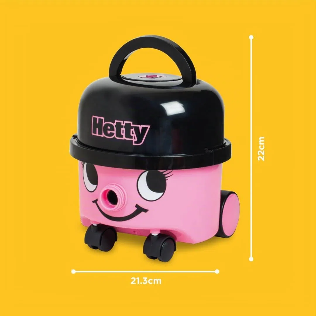 Casdon Giocattoli Henry & Hetty - Aspirapolvere Hetty - Aspirapolvere rosa che funziona davvero con accessori - Set di pulizia per bambini - Età: 3+ anni