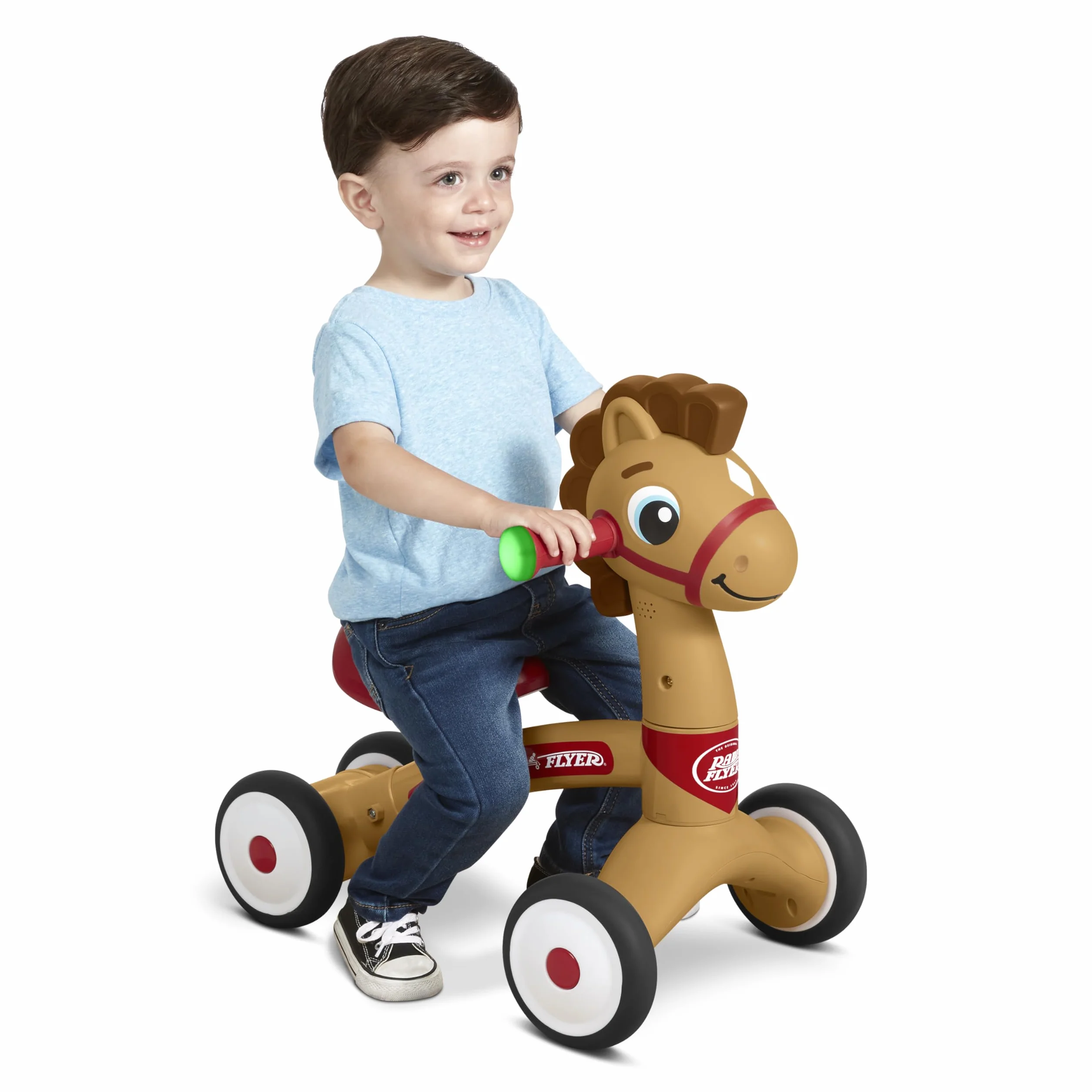 Radio Flyer Lil' Racers: Percy il Pony, giocattolo cavalcabile per bambini da 1 a 3 anni