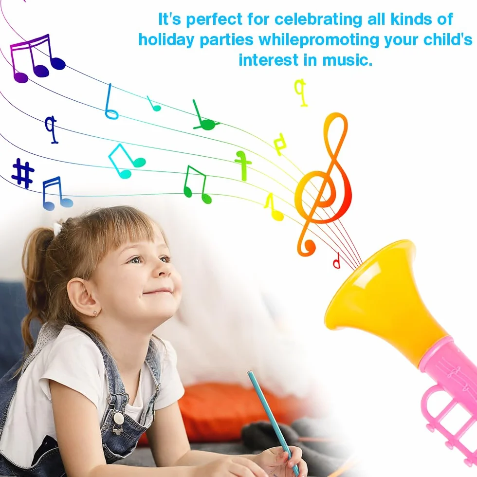 25 Pezzi Trombe Plastica Trombetta Giocattolo Bambini Vuvuzela Portatile Giocattolo Tromba Strumenti Musicali Bambini Mini Tromba Produttori di Rumore Trombetta per bambini, Colorato, 10*3.8cm