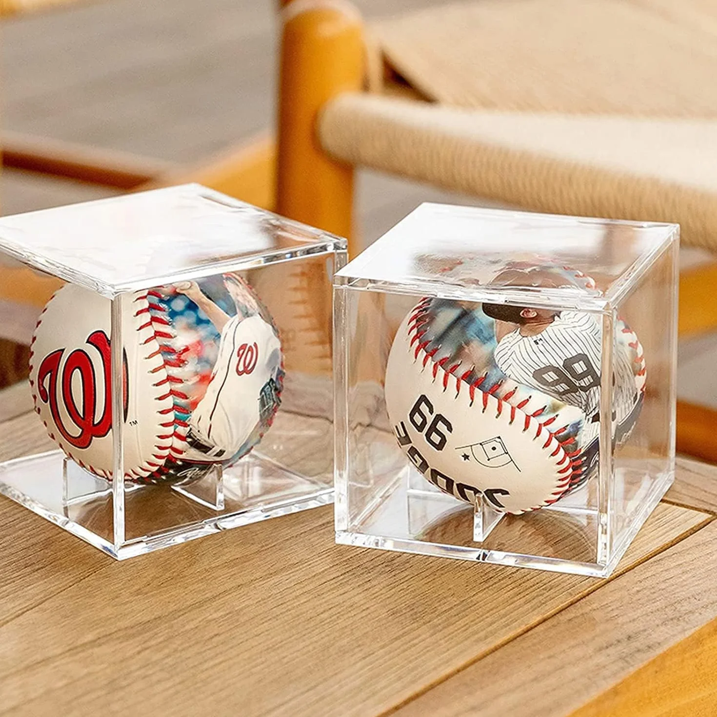 AIFUSI - Espositore da baseball, con protezione UV, in acrilico, quadrato, trasparente, ideale per palloni da baseball