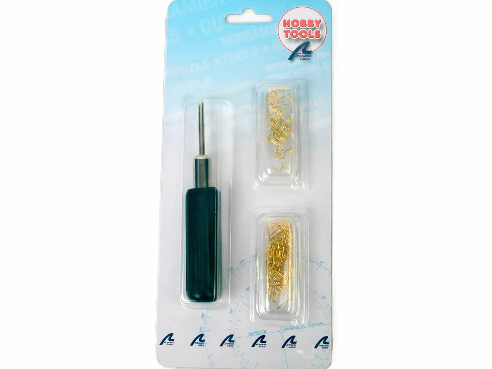 Artesania Latina - Strumenti Modellismo e Artigianato in Legno, Fissatore/Chiodatrice Magnetico/a - 100 Chiodi in Ferro Ottone da 5 mm e 10 mm - Modello 27023-1 - Strumenti per Costruire Modelli