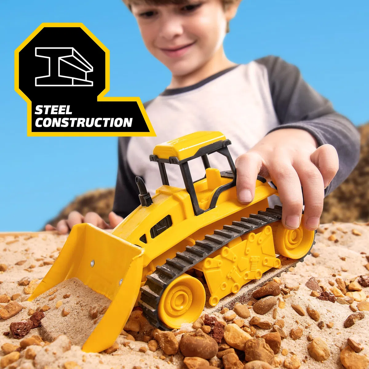 Tonka Basic Fun Mini Steel Classics Bulldozer - Costruzione in acciaio, parti funzionanti, luci e suoni realistici, design giallo vivido - perfetto per bambini dai 3 anni in su