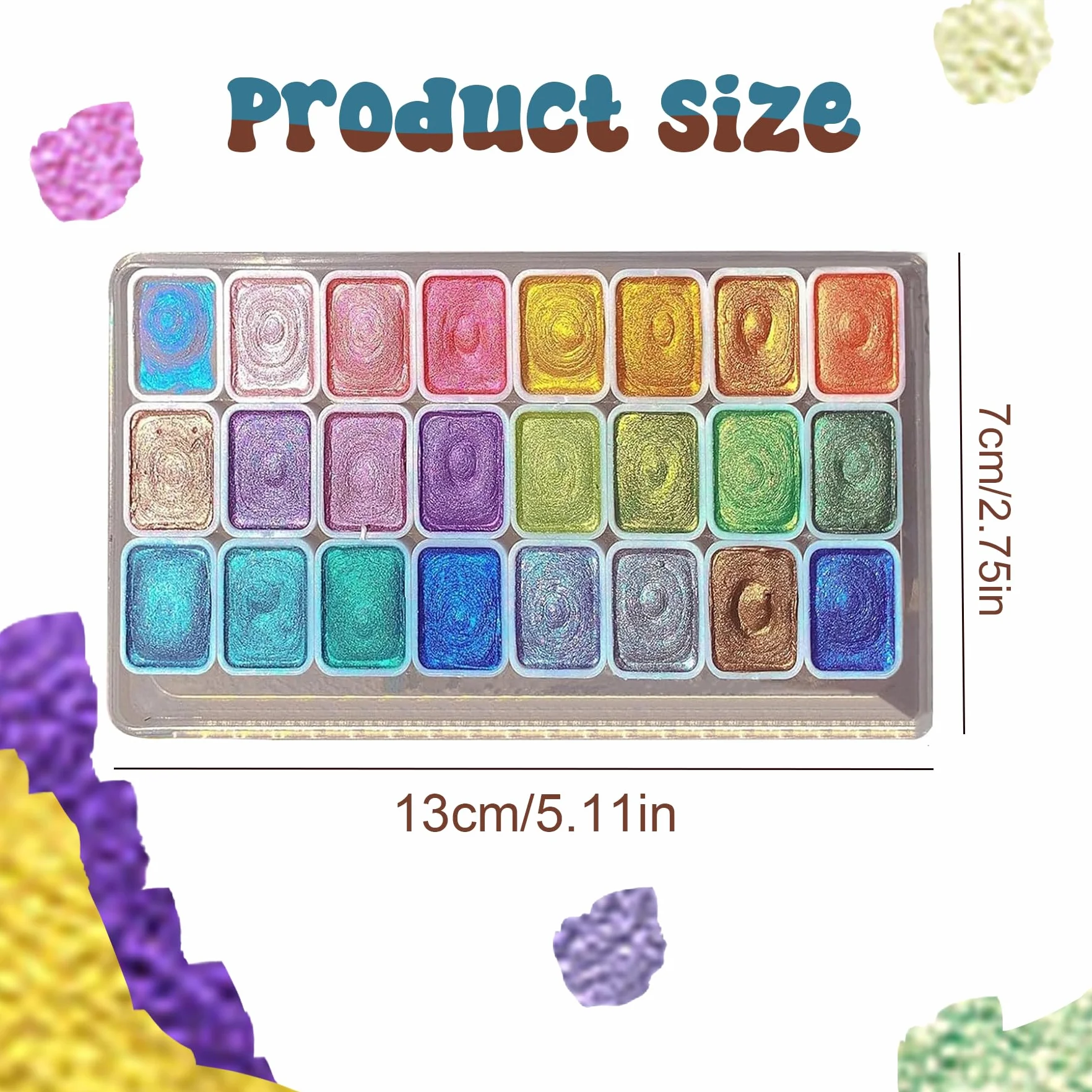 24 Colori Metallizzati Acquerelli, set Glitterati Acquerelli Professionali, Acquarelli per Dipingere Bambini Con Pennelli e Tavolozza, Idea per Principianti e Professionisti