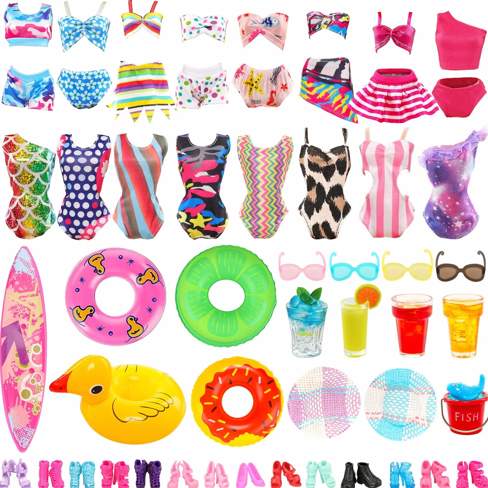 Miunana 31 Accessori Per 11.5 Pollici 28 - 30 CM Bambola: 10 Costumi Da Bagno + 10 PCS Scarpe + 11 Accessori (Selezionati A Caso)