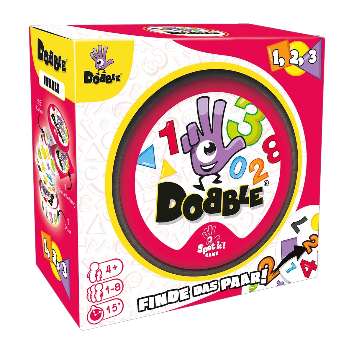 Zygomatic, Dobble 1,2,3, Eco-Sleeves, Gioco di Carte, 1-5 Giocatori, dai 3+ Anni, 10 Minuti, Tedesco
