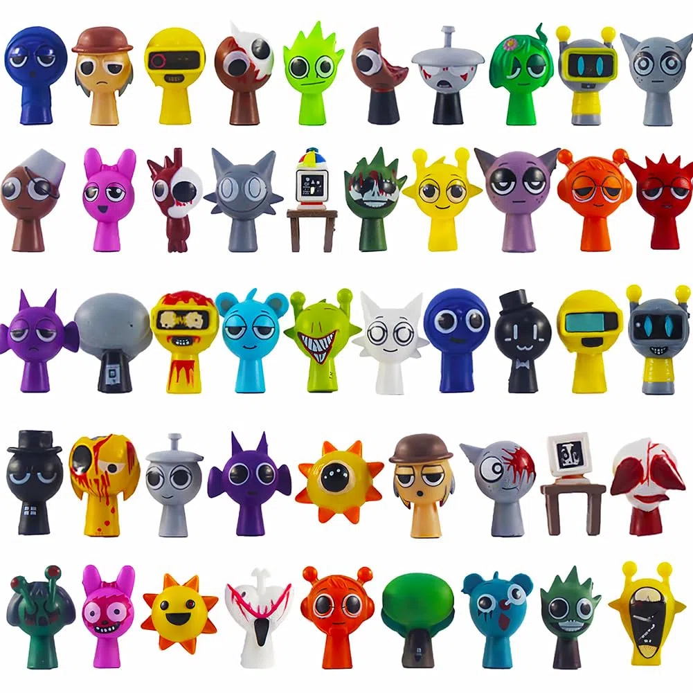 S-prunki Set di personaggi giocattolo, colorati S-prunki Action Figures per bambini e adulti, gamer e decorazioni, ideali per Natale e compleanni (48 pezzi)