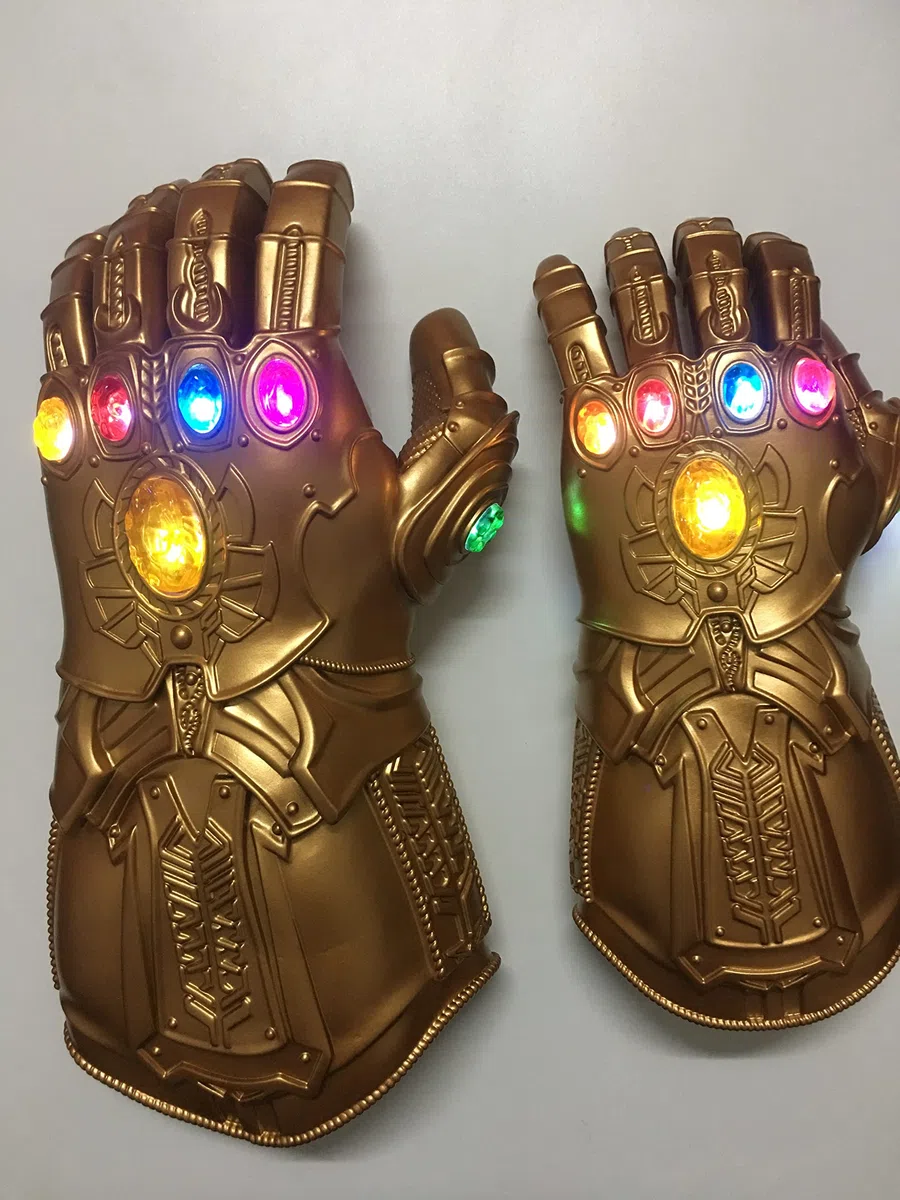 Guanti in PVC di guerra infinita con illuminazione, Pugno elettronico, Halloween, puntelli Cosplay