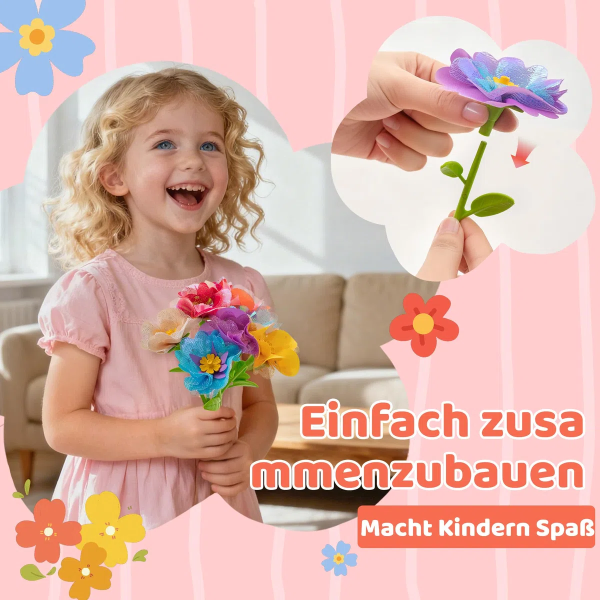 Glowsprout Accessori per stampa floreale fai da te, set creativo per bambini, 180 pezzi, fiori fatti a mano, adatti per bambini dai 3 ai 12 anni