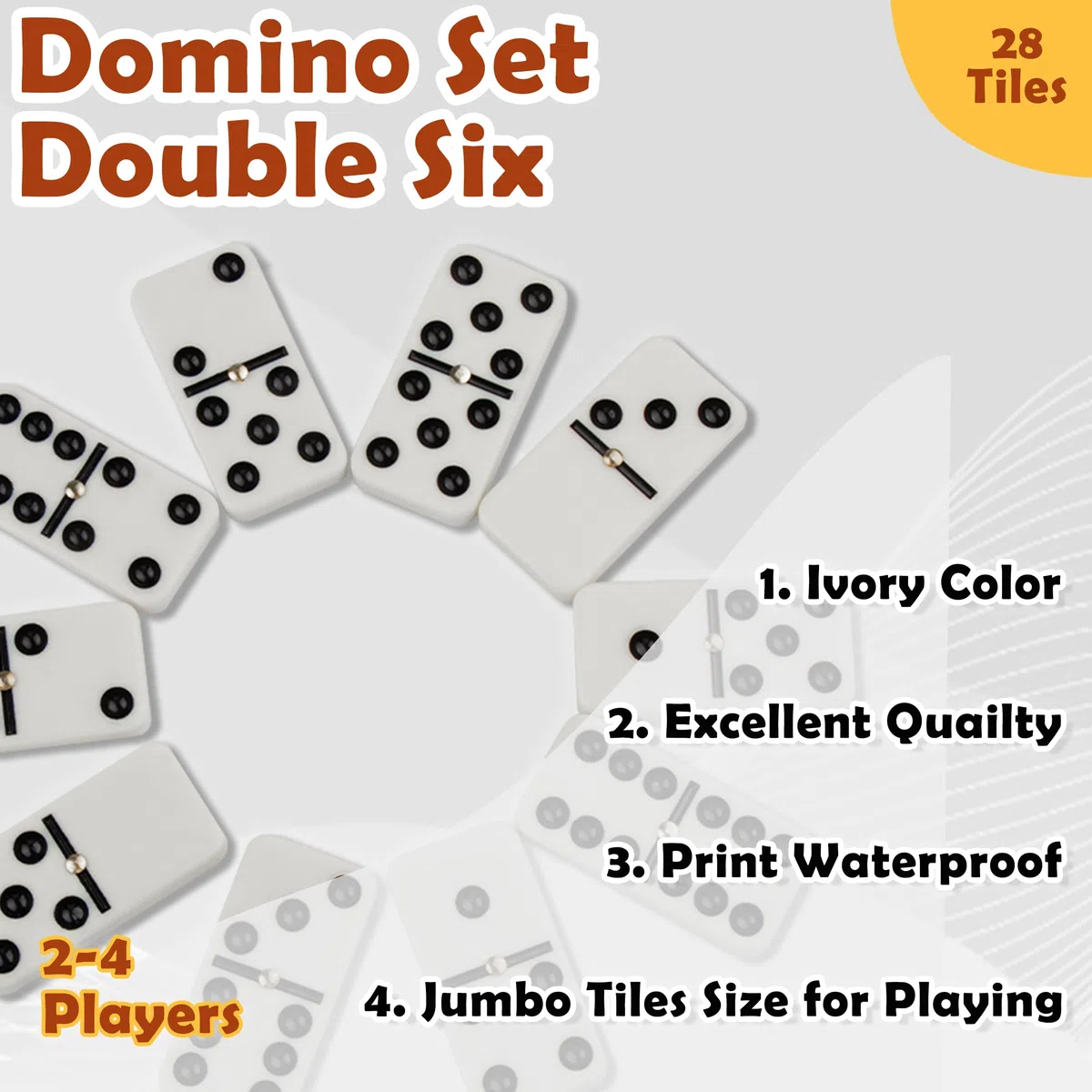 Smilejoy Dominoes Set per Adulto Doppio 6 Domino Game per Giochi Da Tavolo Classici Domino Gioco Set 28 Pezzi con Caso Legno Naturale (2 Giocatori)