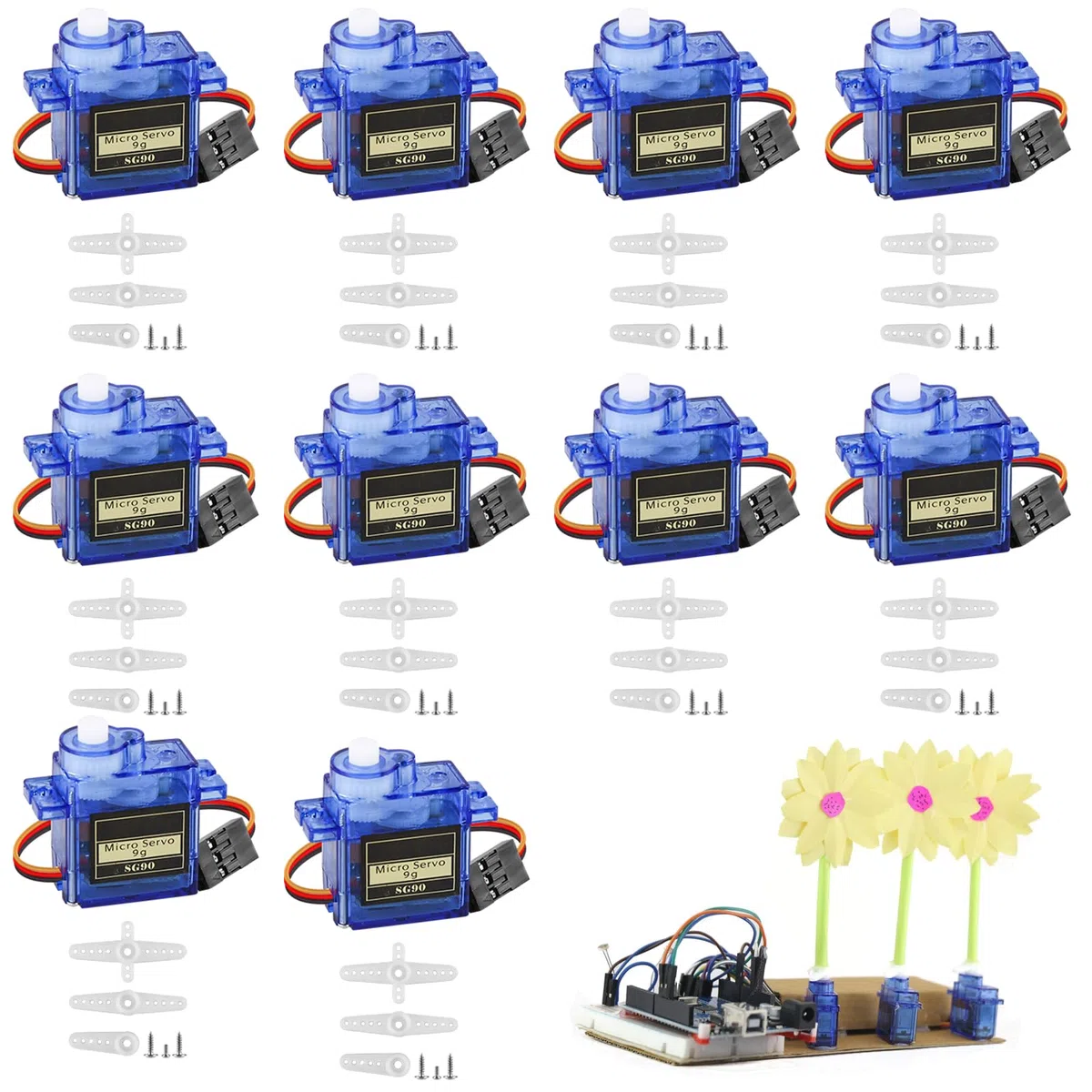 10 pezzi 9G Micro Servo Motore: Mini servomotore per Arduino, Mini servo modellismo con cavo, Micro Servo motore per RC Robot Arm/Mano/Camminare Elicottero Aeroplano Auto Barca Controllo
