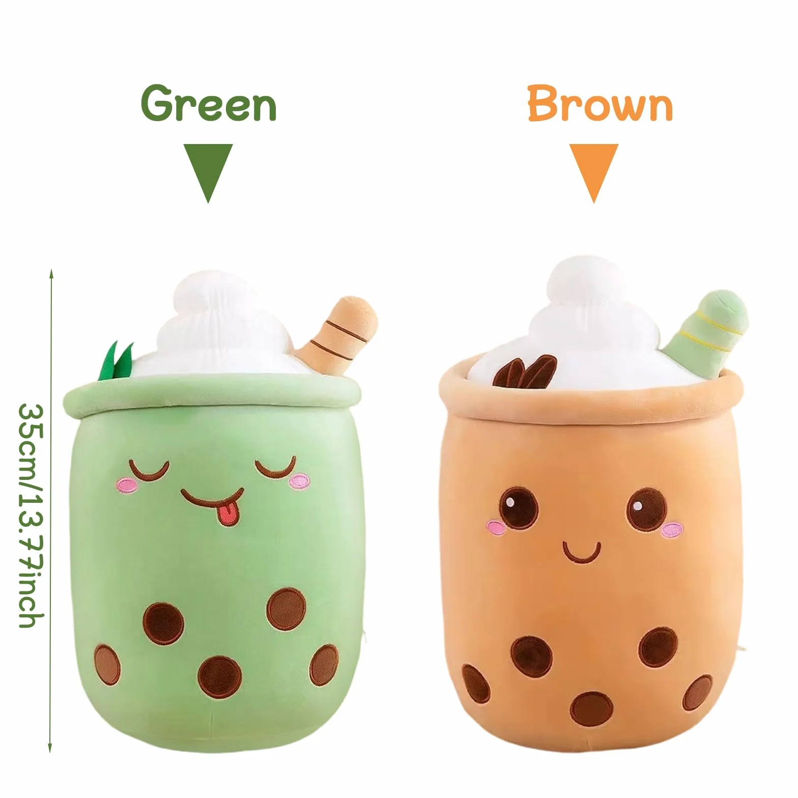 Bubble Tea Peluche, 35cm Cuscino Morbido a Forma di Tazza Boba, Peluche Kawaii per Decorazione Letto, Divano, Ufficio, Camera, Arredo Casa, Antistress per Adulti (Caffè)