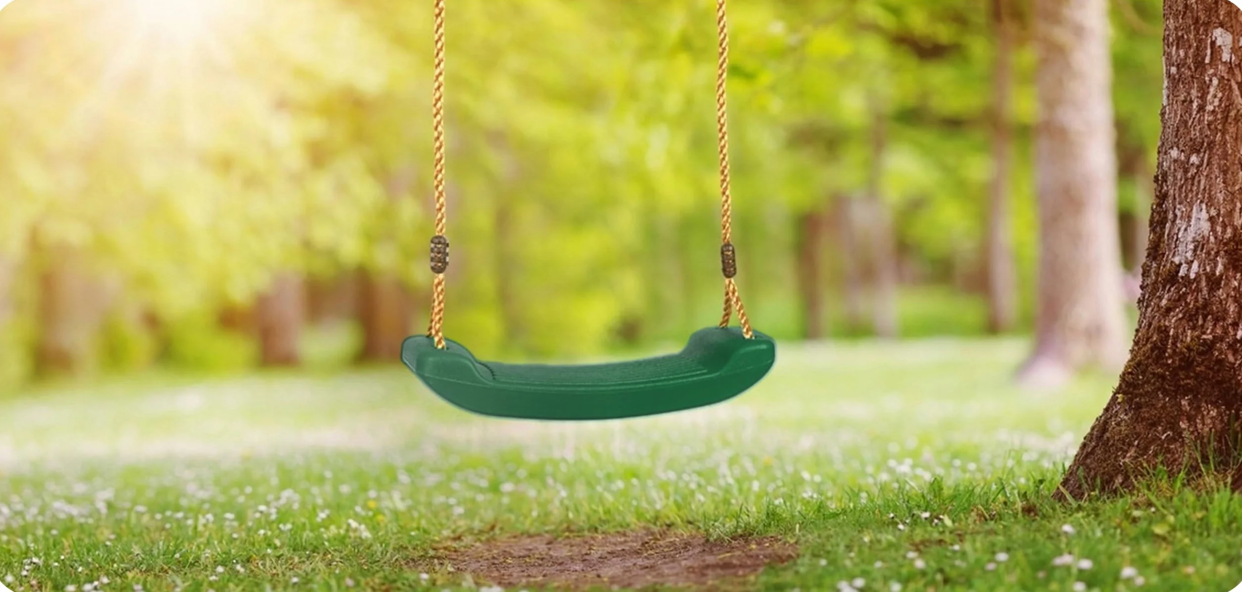 KRUMAD Altalena per bambini, per interni ed esterni, ergonomica, corde regolabili in altezza da 115 a 190 cm, portata fino a 35 kg, resistente alle intemperie, per bambini (verde scuro)