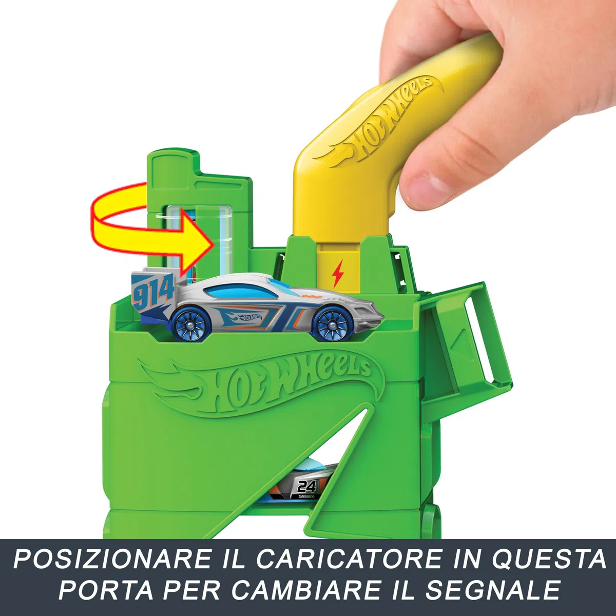 Hot Wheels 'Let's Race' Netflix - Area di Servizio Super Ricarica, playset con 4 stazioni di rifornimento, ascensore e parcheggio fino a 10 auto, 1 macchinina inclusa, 4+ anni, HTN79
