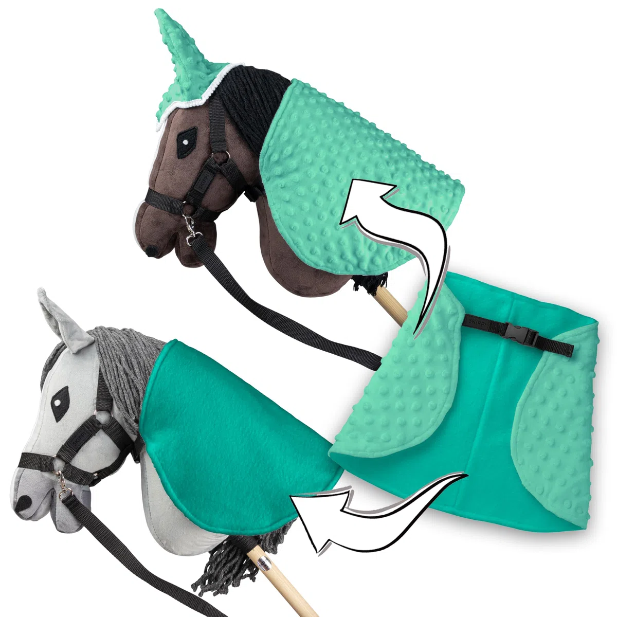SKIPPI Coperta e Cuffietta per Hobby Horse - Menta, Hobby Horse Accessori