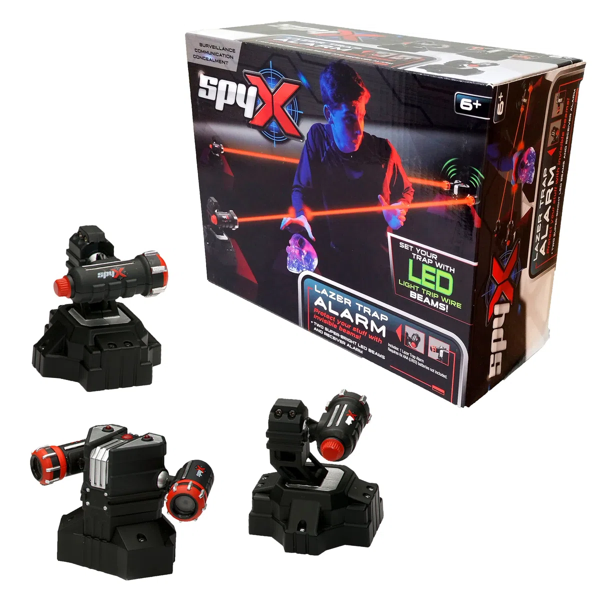 SpyX Lazer - Allarme Trappola per Bambini, proteggiti con fasci di Filo a LED Invisibili, per Divertenti missioni Spia, Include 2 fasci Super Luminosi e Ricevitore di Allarme, dai 6 Anni in su