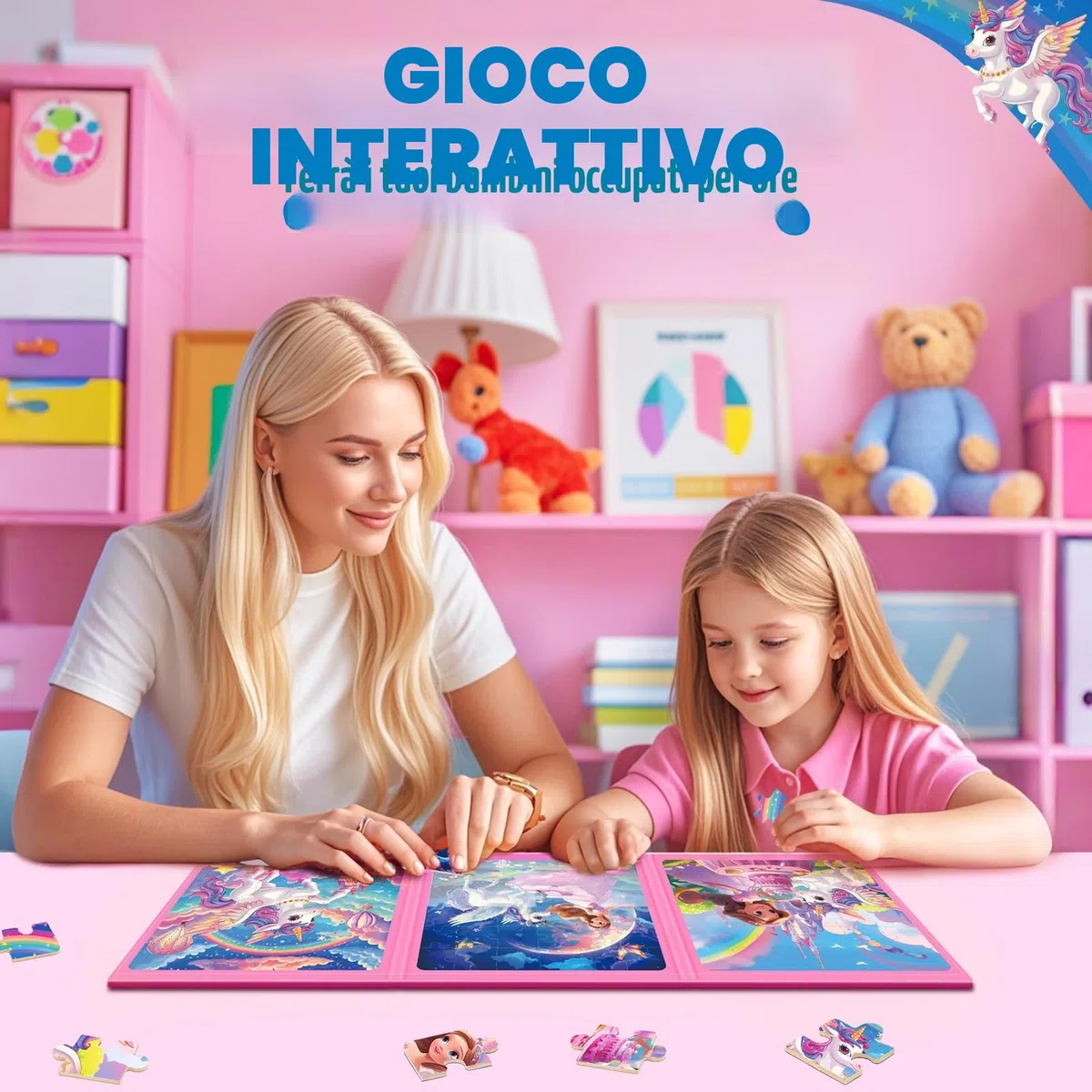 Unicorno Puzzle Magnetico Per Bambini,36pcs Puzzle Di Viaggio Per I Bambini Di Età 3-8,Ragazze Puzzle Bambini L'Intelligenza,Puzzle Per Bambini,Attività Aeroplaniche Per I Regali Di Compleanno
