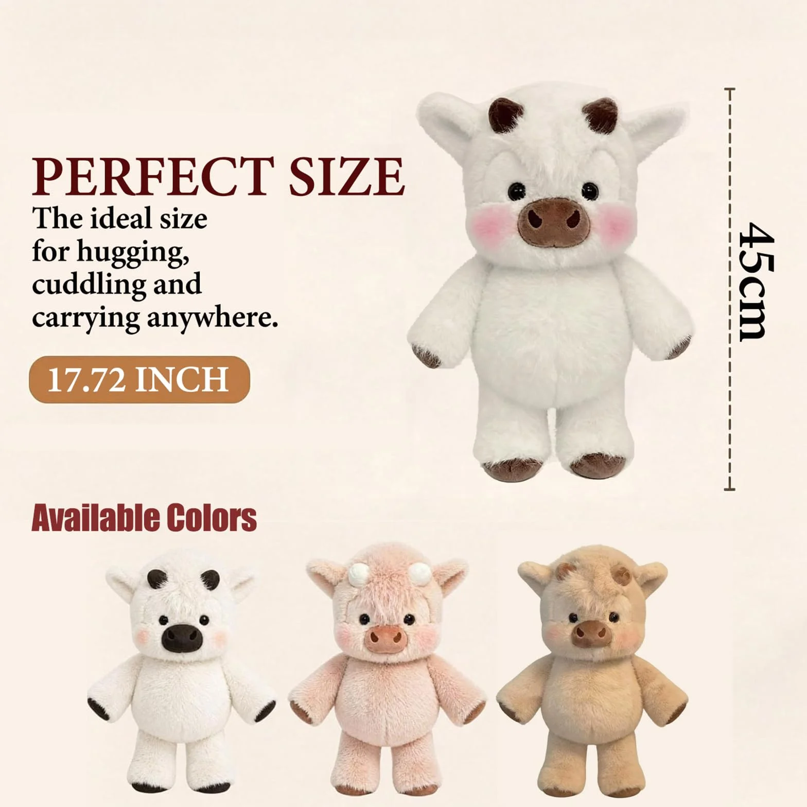 Highland Cow Peluche, realistica mucca highland peluche, morbido per adulti, decorazione fattoria, regalo per amanti degli animali (bianco)