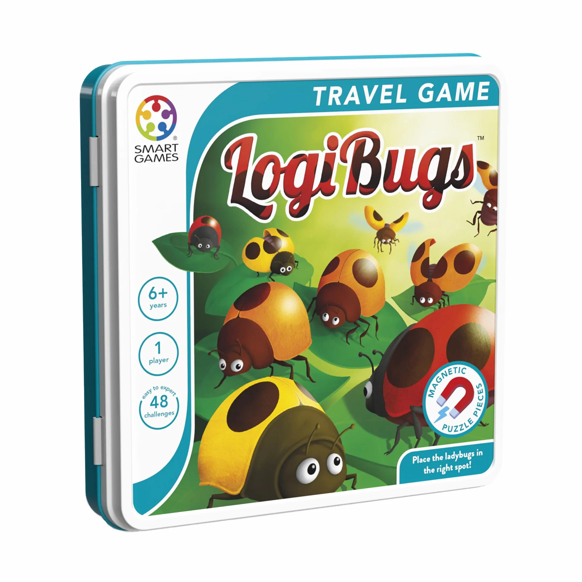 SmartGames - Logibugs, Magnetic Puzzle Game in Tin with 48 Challenges, Ages 6+