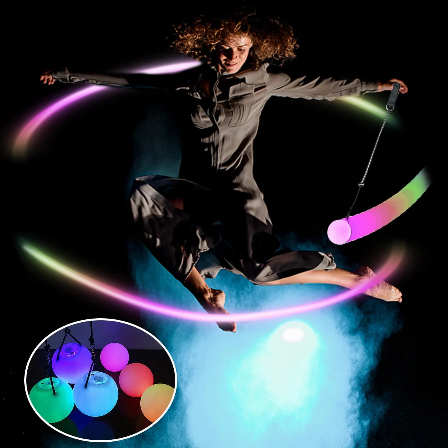 2 pz LED Poi Balls, palle luminose, Poi luminose per giocoleria, danza e spettacolo, strumento per principianti e professionisti