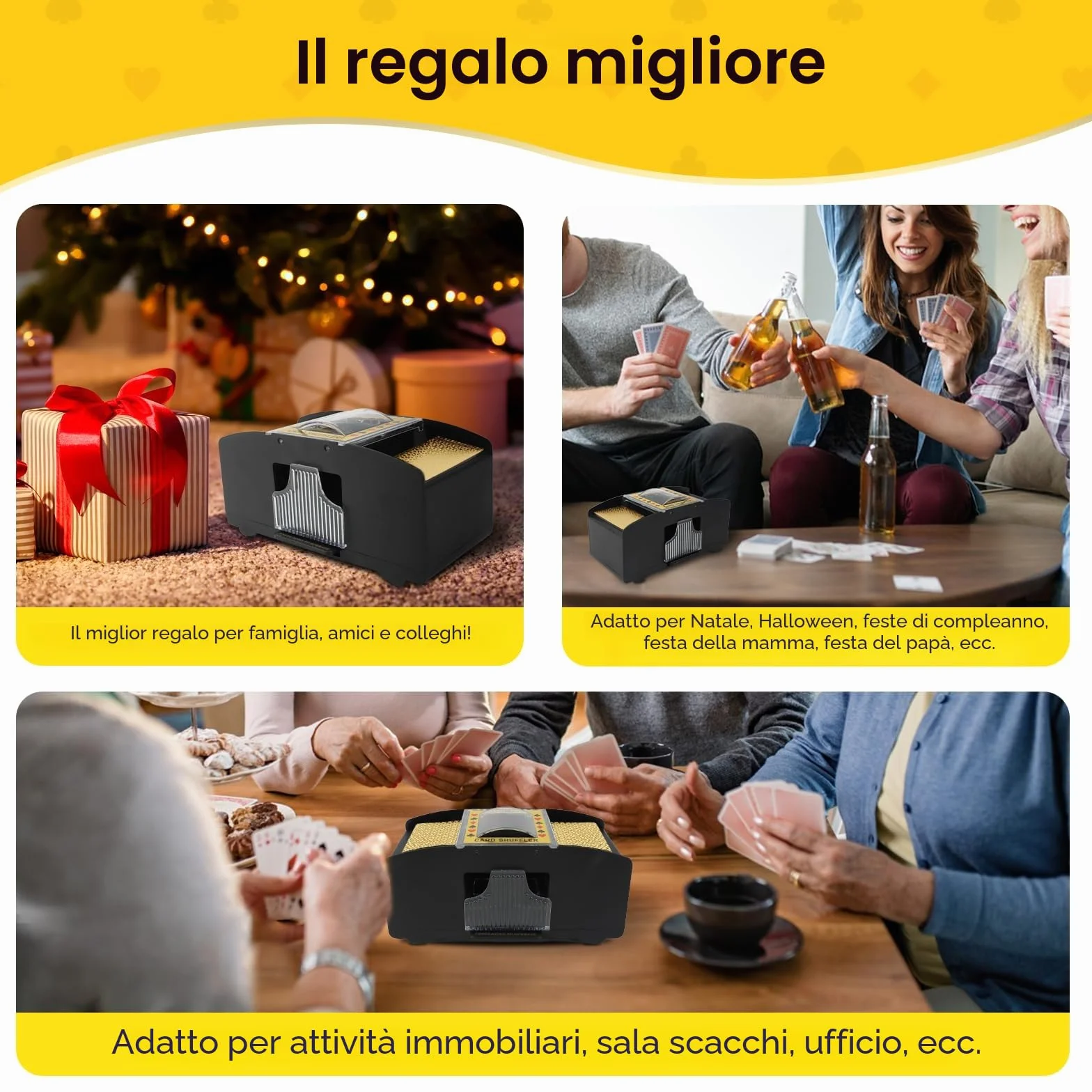 MXTIMWAN Distributore Carte da Gioco Elettronico, Mischia Carte Automatico a 2 Mazzi, USB/Batteria Mescolatore Carte da Gioco, Mescolatore Carte da Gioco per Uno, Poker, Burraco, Blackjack