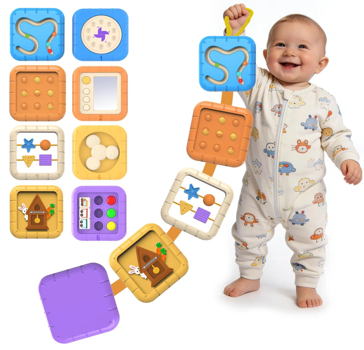 Giochi Montessori 1 Anno - Busy Board per 1 2 3 Anni, Giochi Sensoriali Montessori, Busy Activity Cube per Il più Piccolo, Giochi da Viaggio, Regali per Bambini Compleanno