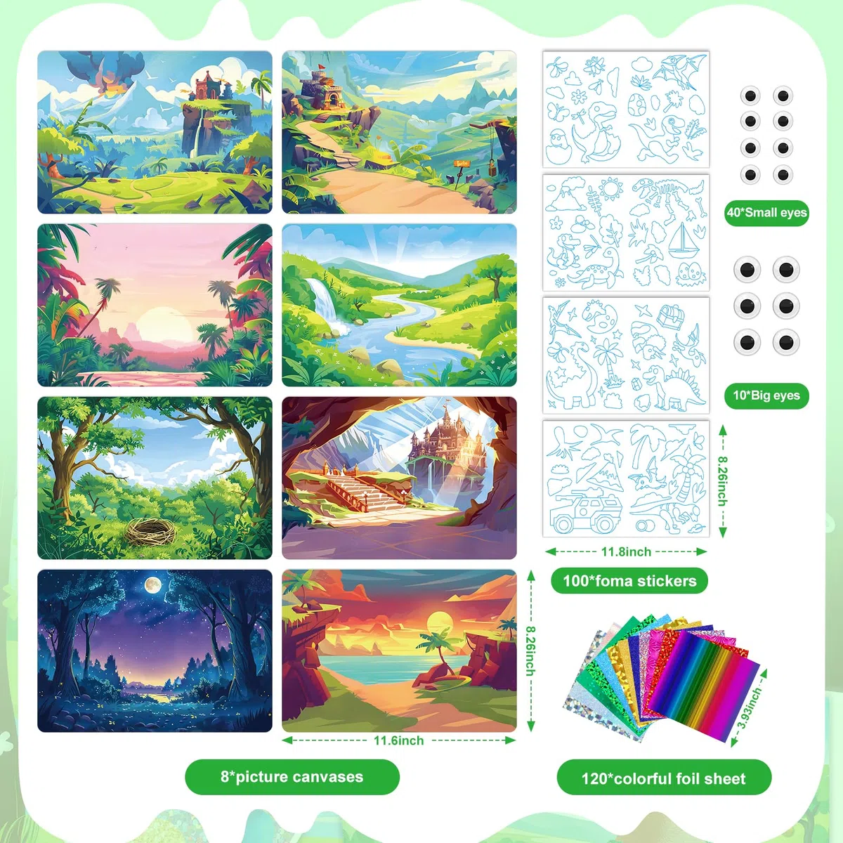CutteeyFyry Foil Art Kit Per I Bambini,dinosauro & Principessa Foil Art Per I Bambini,Artigianato Artistico Kit Per ragazzo Età 3-10,Bambini Activity Kit di Natale Compleanno Regali di Pasqua