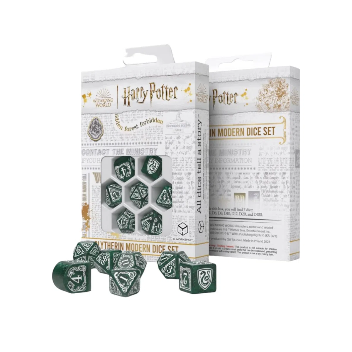 Q WORKSHOP Harry Potter pack dés Serpeverde Modern Dice Set - Verde (7)