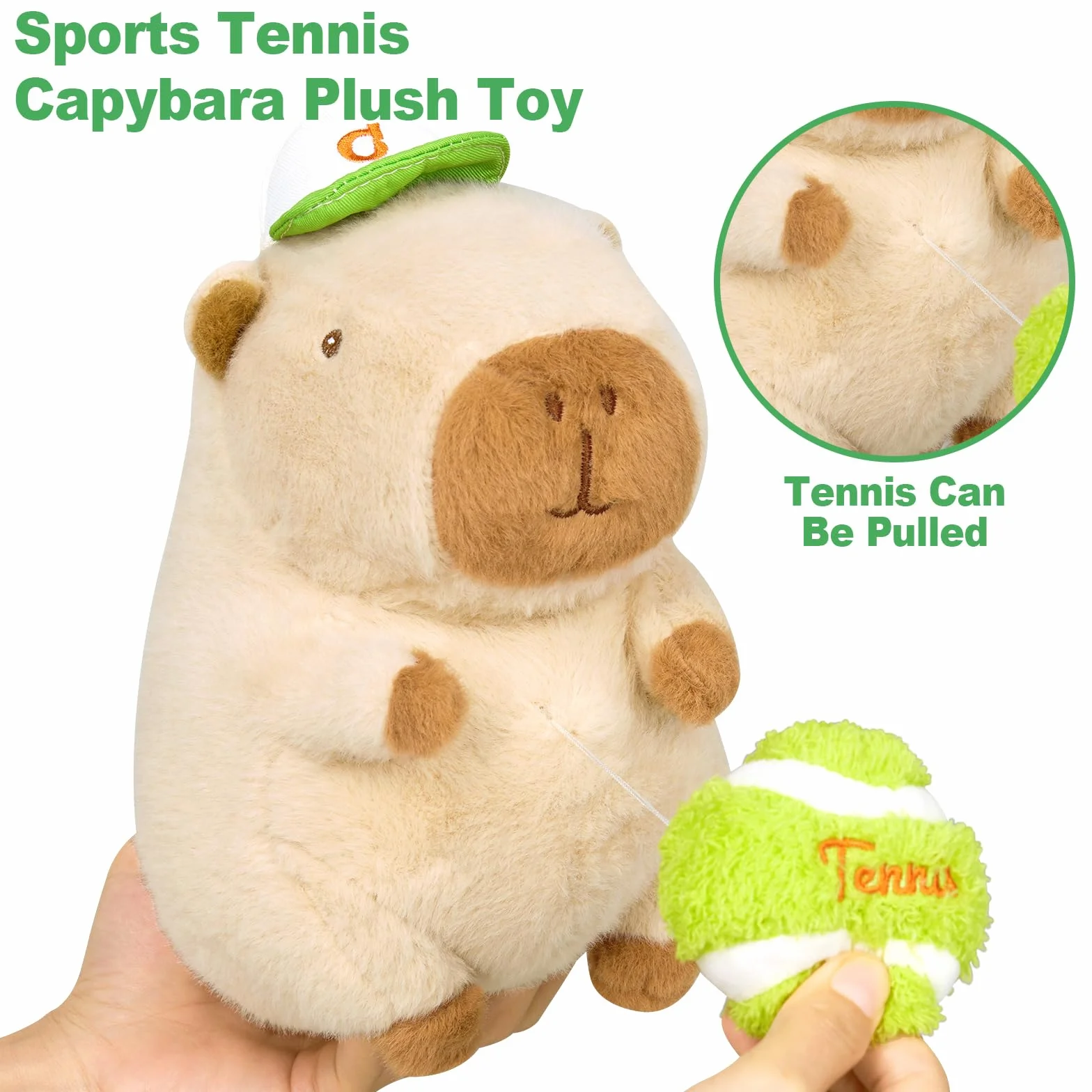shownicer Peluche Capibara, peluche animale di stoffa Kawaii Capibara, cuscino in peluche, giocattolo cuscino da lancio, regalo per bambini e bambine dai 3+ anni (Tennis, 25 cm)