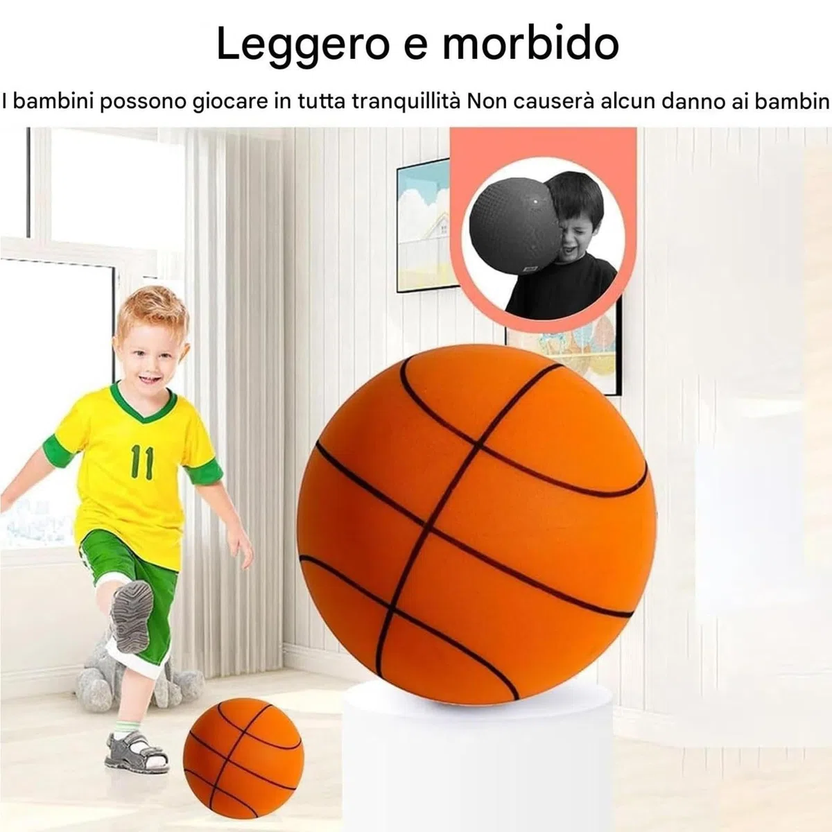 Set Da Basket E Canestro Silenziosi | Basket Silenzioso Per Bambini | Con Cestello Regolabile, Morbido E Sicuro, Assorbe Efficacemente La ForzaD'impatto, Dribbling Silenzioso, Nessun Rumore