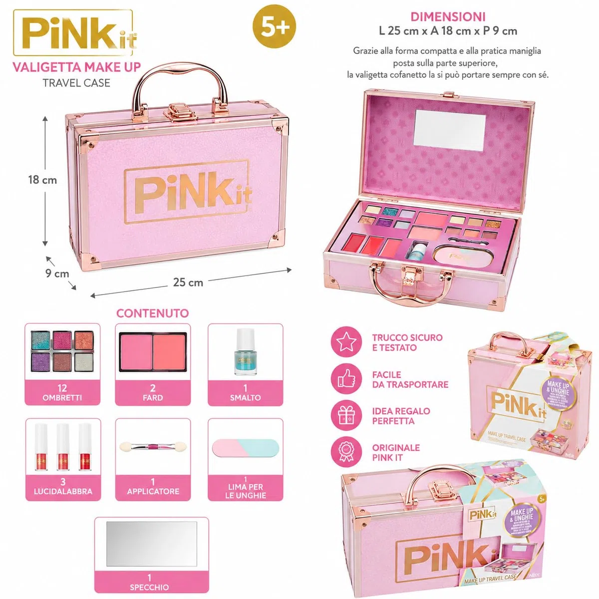 Set di Trucco per Bambini per Bambine, Valigetta trucchi 21 Pezzi Lavabile set di Trucchi per Bambini, Sicuro e Atossico Giocattolo Set Di Valigetta Trucchi Bambina (Make Up travel Case)