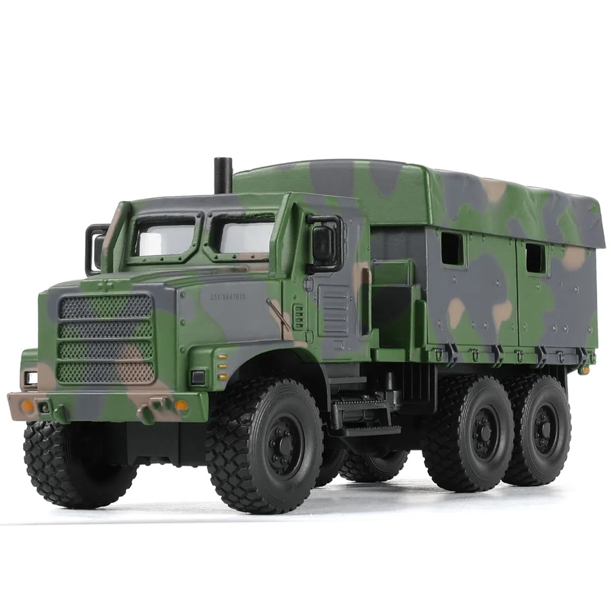 NUOTIE 1/64 tattico modello di camion militare corazzato auto militare MTVR MK23 veicolo medio in metallo pressofuso modello kit da collezione o regalo (verde mimetico)