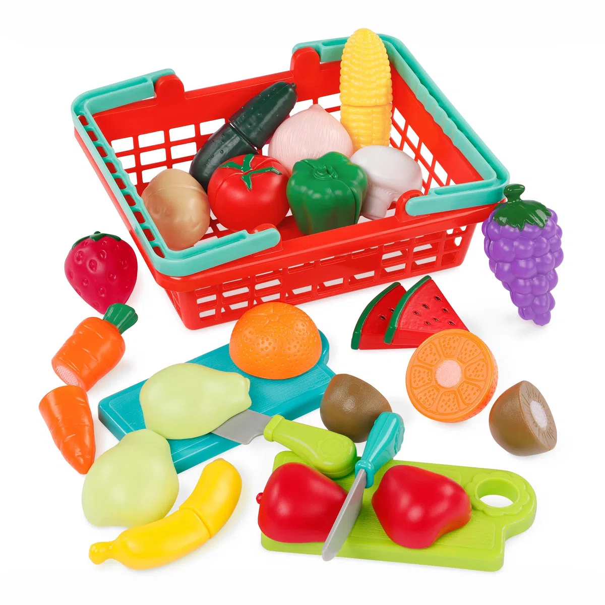 Battat - Cestino di prodotti del mercato agricolo - Gioco del cibo per bambini - cucina chef gioco di ruolo giocattoli finti - Cestino di prodotti del mercato agricolo - 2 anni +