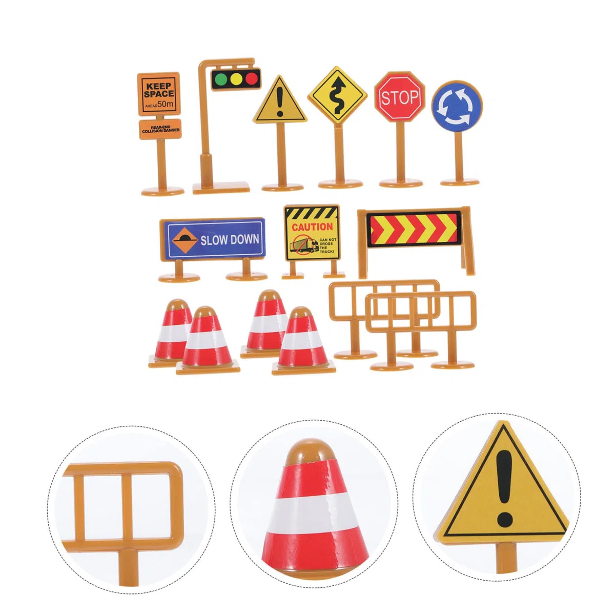 Set 2 Kit Segnali Stradali Giocattolo in Plastica per Bambini, Mini Barricate e Cartelli di Segnaletica, Gioco Educativo di Sicurezza Stradale e Apprendimento Creativo
