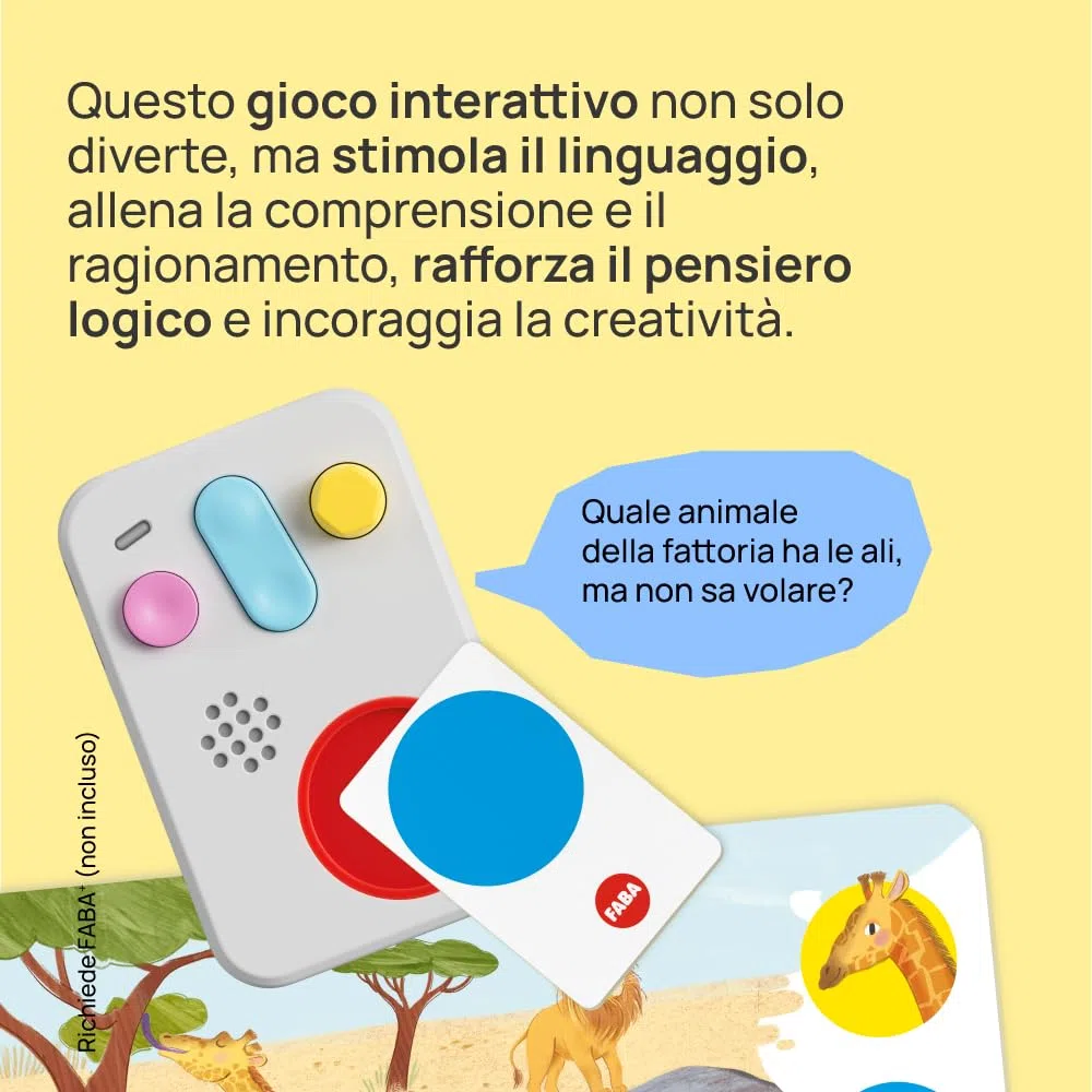 FABA Gioco - Animali: versi, Habitat, curiosità - da Usare, Bambini e Bambine 4-6 Anni, Gioco educativo Versione Italiana