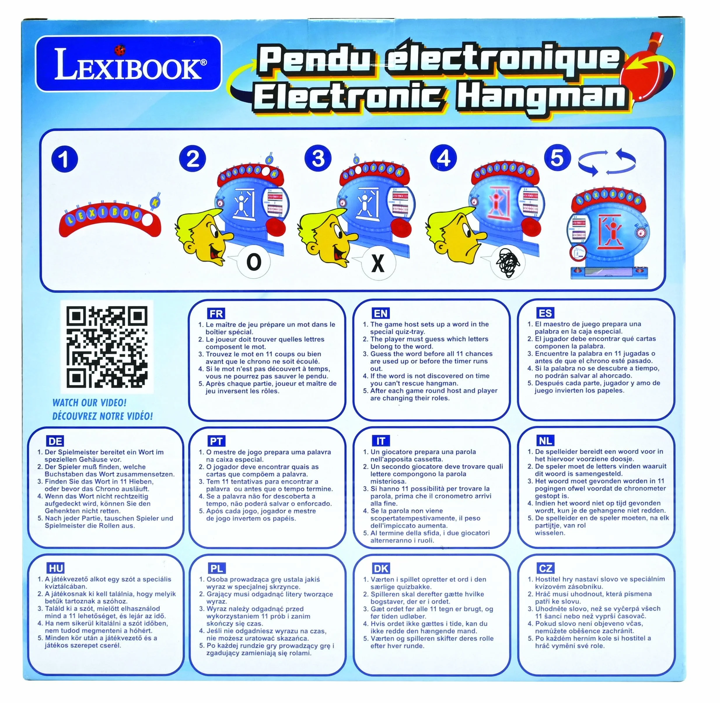 Lexibook L’impiccato elettronico, Gioco da Tavolo per Bambini e Famiglie, ortografia e vocabolario, JG800LXB