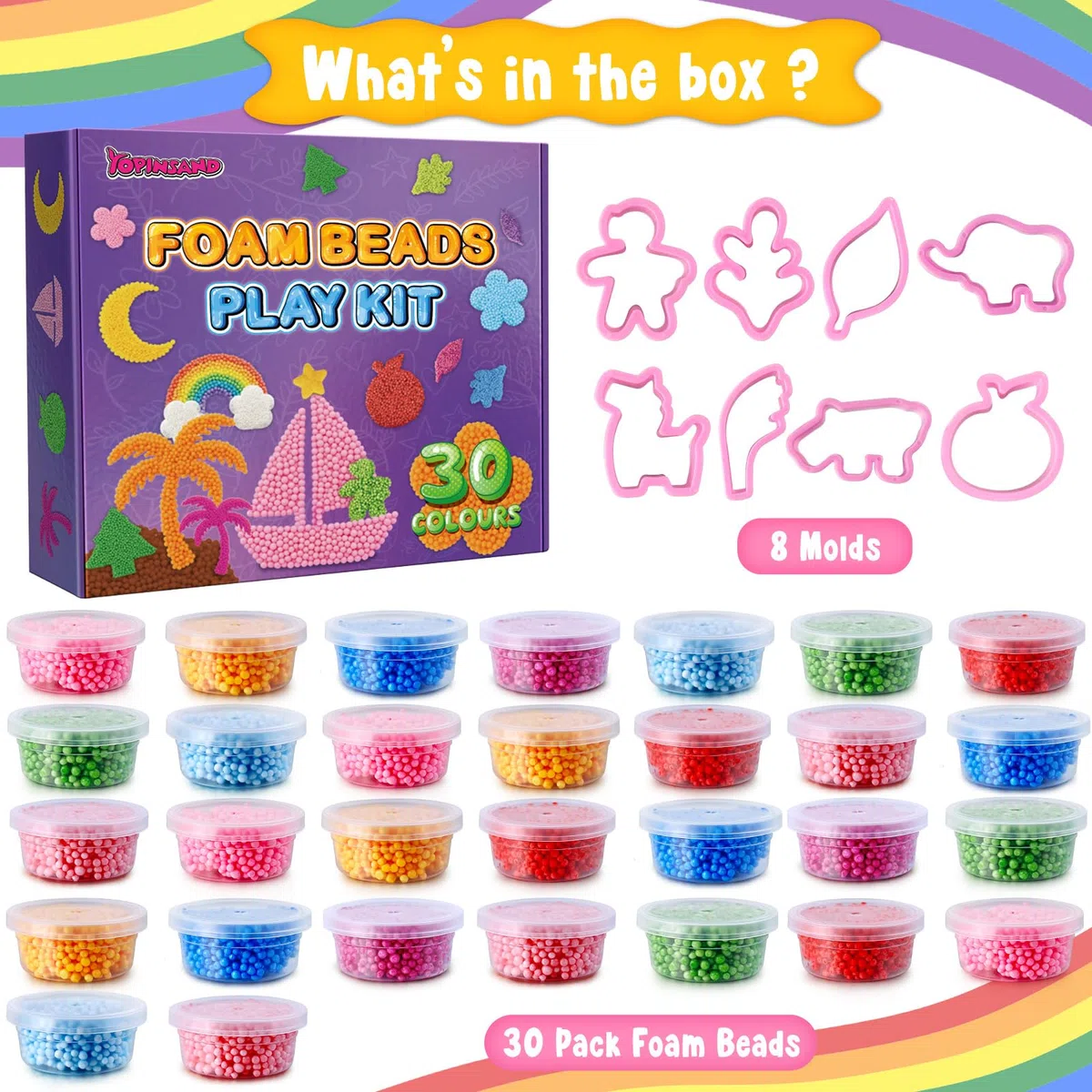 Kit di Gioco con Perline di Schiuma – 30 Confezioni di Perline di Schiuma Modellabile per Bambini, Slime Sensoriale per Bambini e Bimbi Piccoli, Attività Creative Educative per Classe Prescolare