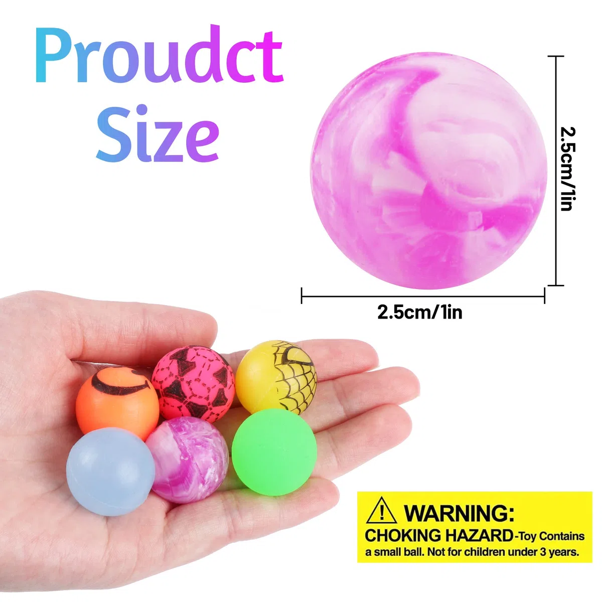 JSMTKJ 50 Pezzi Palline Rimbalzanti, Giocattoli con Palline di Gomma, Palline di Gomma rimbalzanti per Bambini per Feste Premi Regali Modello Casuale