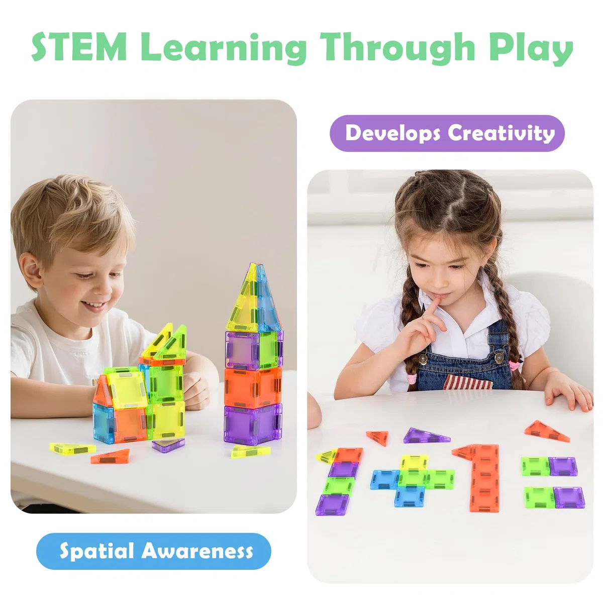 50 Pezzi Mini Costruzioni Magnetiche da Viaggio, Mini Piastrelle Magnetiche Bambini da Viaggio, Blocchi Magnetici per Bambini 3+ Anni, Giochi da Viaggio Regalo per Bambini 3+ Anni