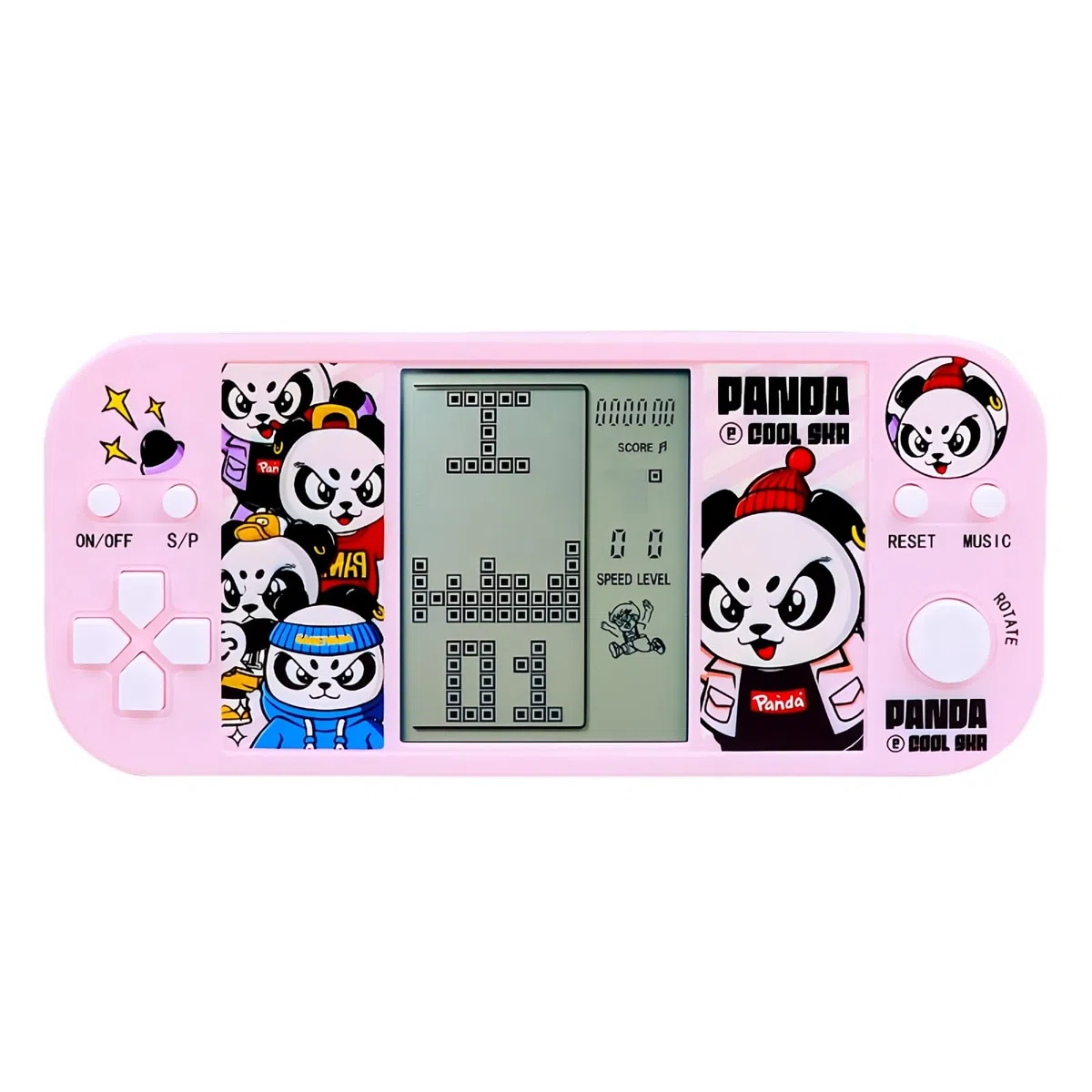 Panda Cartone Animato Console di Gioco Cubo Retrò 26 Giochi di Mattoni 2574 Livelli Velocità/Difficoltà Regolabile Gioco Elettronico Portatile per Bambini Regali di Giocattoli Puzzle (HPink)