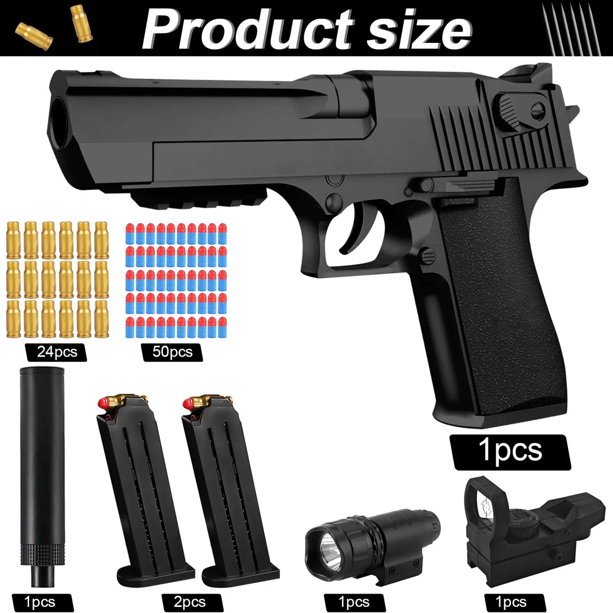 Pistola Giocattolo Realistica, Pistole Giocattolo di Schiuma Blaster a Proiettile Morbido, Soft Bullet Toy Gun Desert Eagle per il Gioco All'interno e All'aperto, Regali di Compleanno per 14+