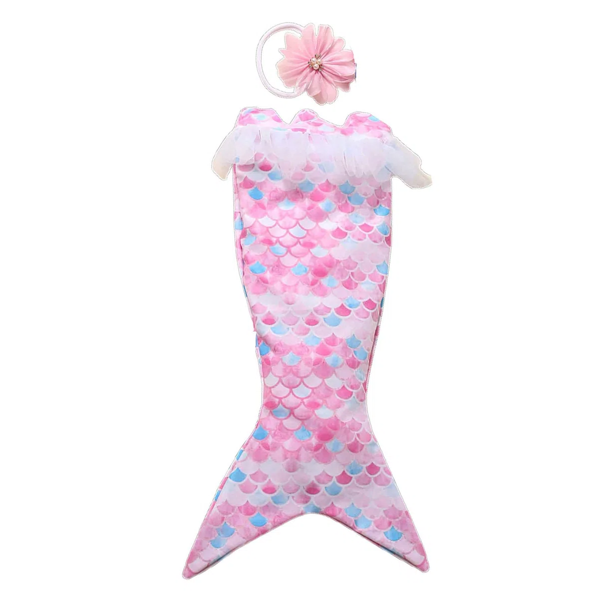 Newwyt Set per Servizio Fotografico per Neonato Costume da Sirene Fascia per Fiori Puntelli per Foto Costume per Foto per Neonato Abito per Fotografia Infantile 2 Pezzi