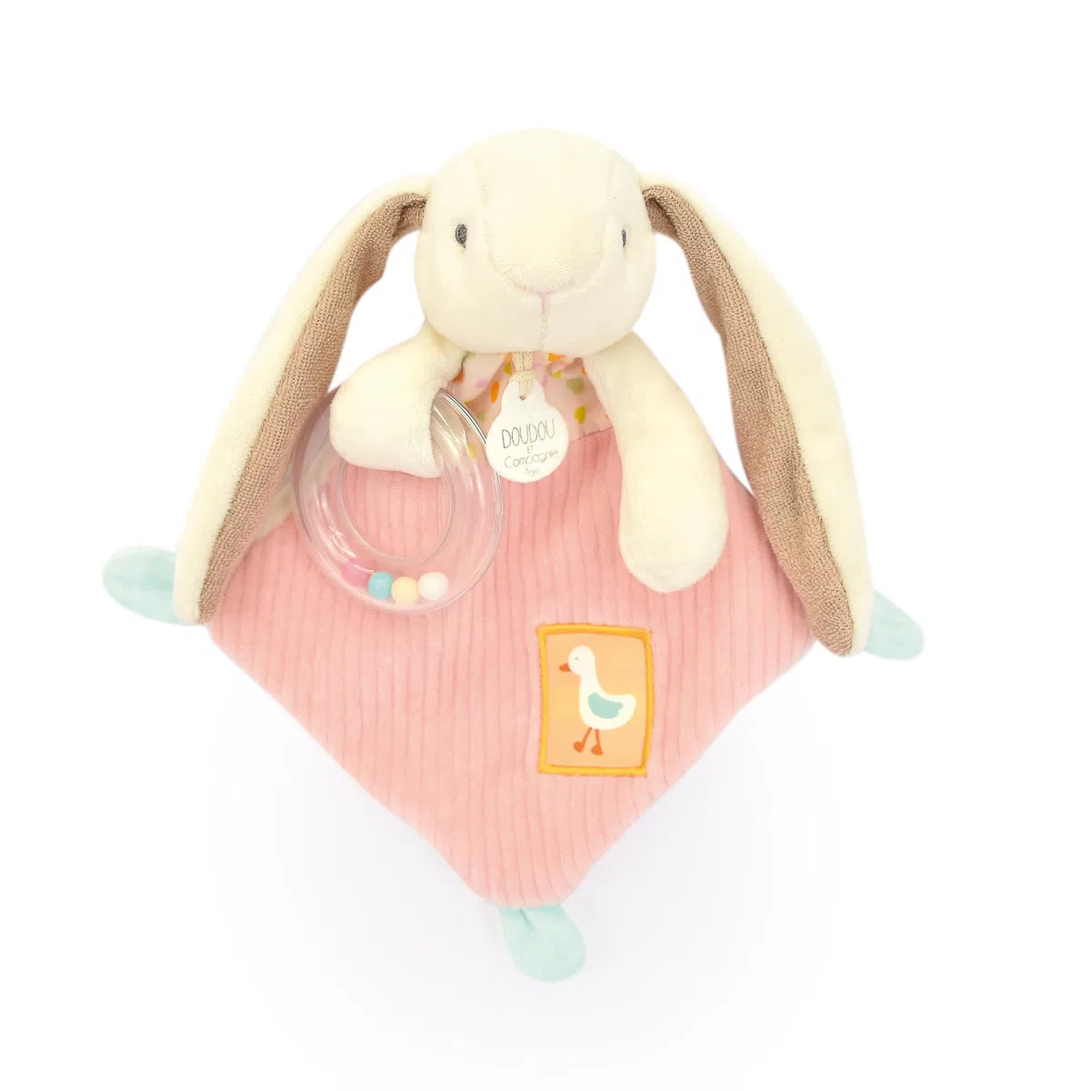 Doudou et Compagnie - LAPIN CIBOULETTA - Doudou coniglio sonaglio rosa - Per bambini dalla nascita - 21 cm - Con confezione regalo da regalare - Idea regalo per ragazze e ragazzi - DC4206