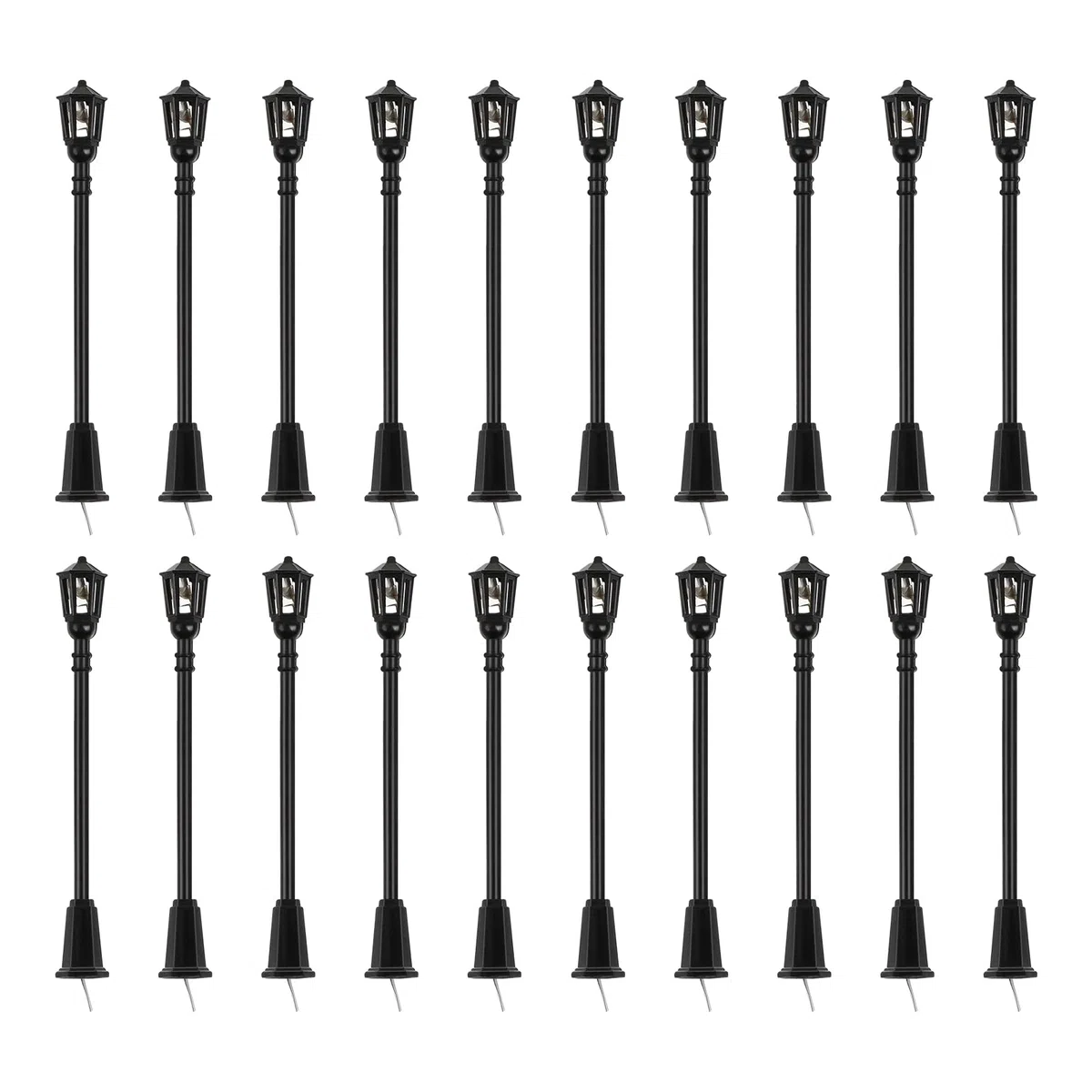 WINOMO 20pz LED Lampione forma Singolo Testa giardino parco luci plastica Lampione Scala 1: 100