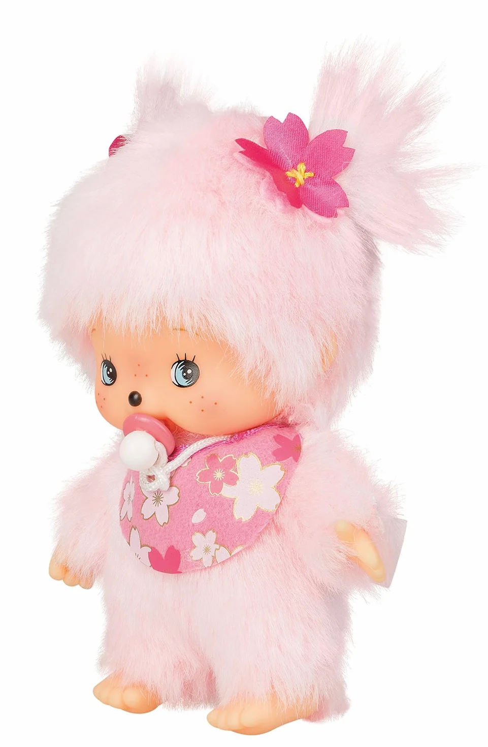 Sekiguchi 242443 - Originale Bebichhichi Ragazza Fiore di ciliegio, in Peluche Rosa, con Bavaglino e codini con Fiori, Circa 15 cm